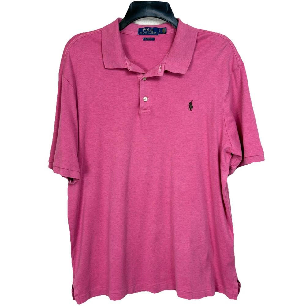 Polo Raph Lauren Men' Shirt Sz L Short Sleeves Pink Preppy Classic Casual